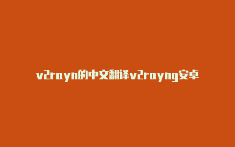 v2rayn的中文翻译v2rayng安卓官网