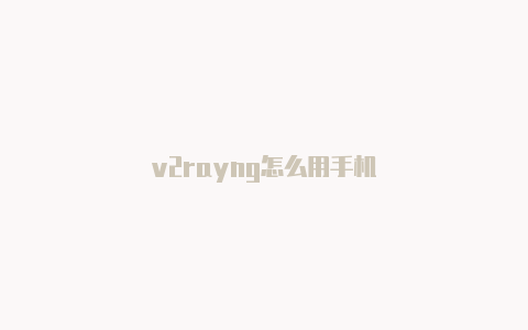 v2rayng怎么用手机