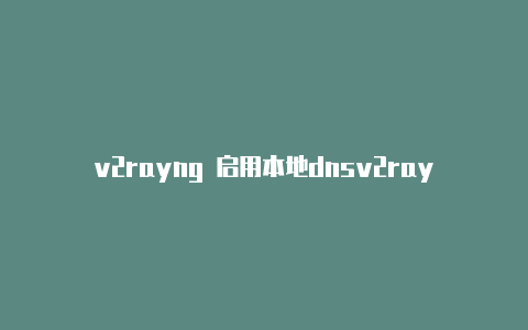 v2rayng 启用本地dnsv2rayn 怎么用-v2rayng