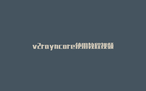 v2rayncore使用教程视频