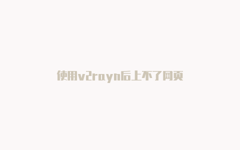 使用v2rayn后上不了网页