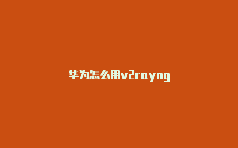 华为怎么用v2rayng