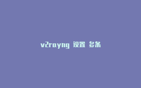 v2rayng 设置 多条-v2rayng