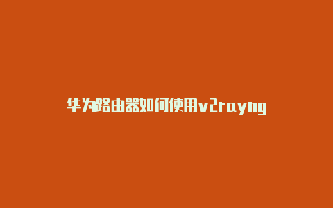 华为路由器如何使用v2rayng