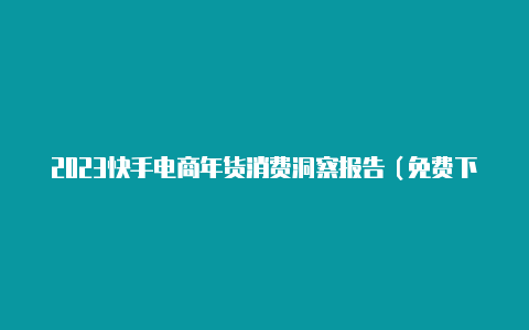 2023快手电商年货消费洞察报告（免费下载）【v2rayng热点】-v2rayng