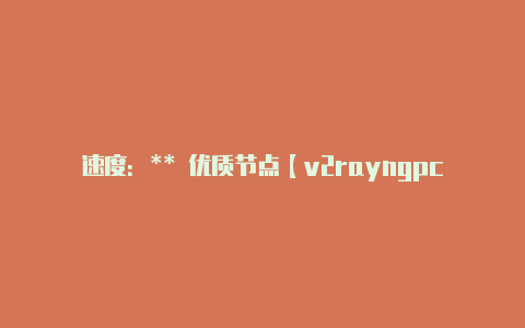 速度：** 优质节点【v2rayngpc怎么用】