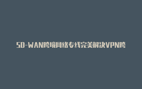 SD-WAN跨境网络专线完美解决VPN跨境应用网络访问不稳定的问题【v2rayn全局ip】