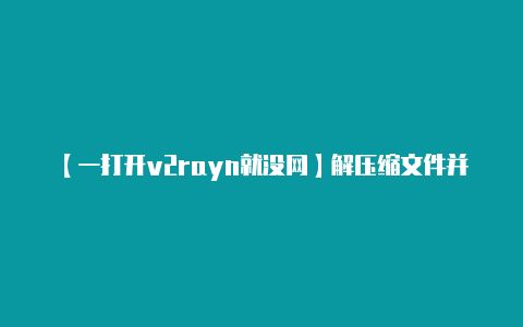 【一打开v2rayn就没网】解压缩文件并运行安装